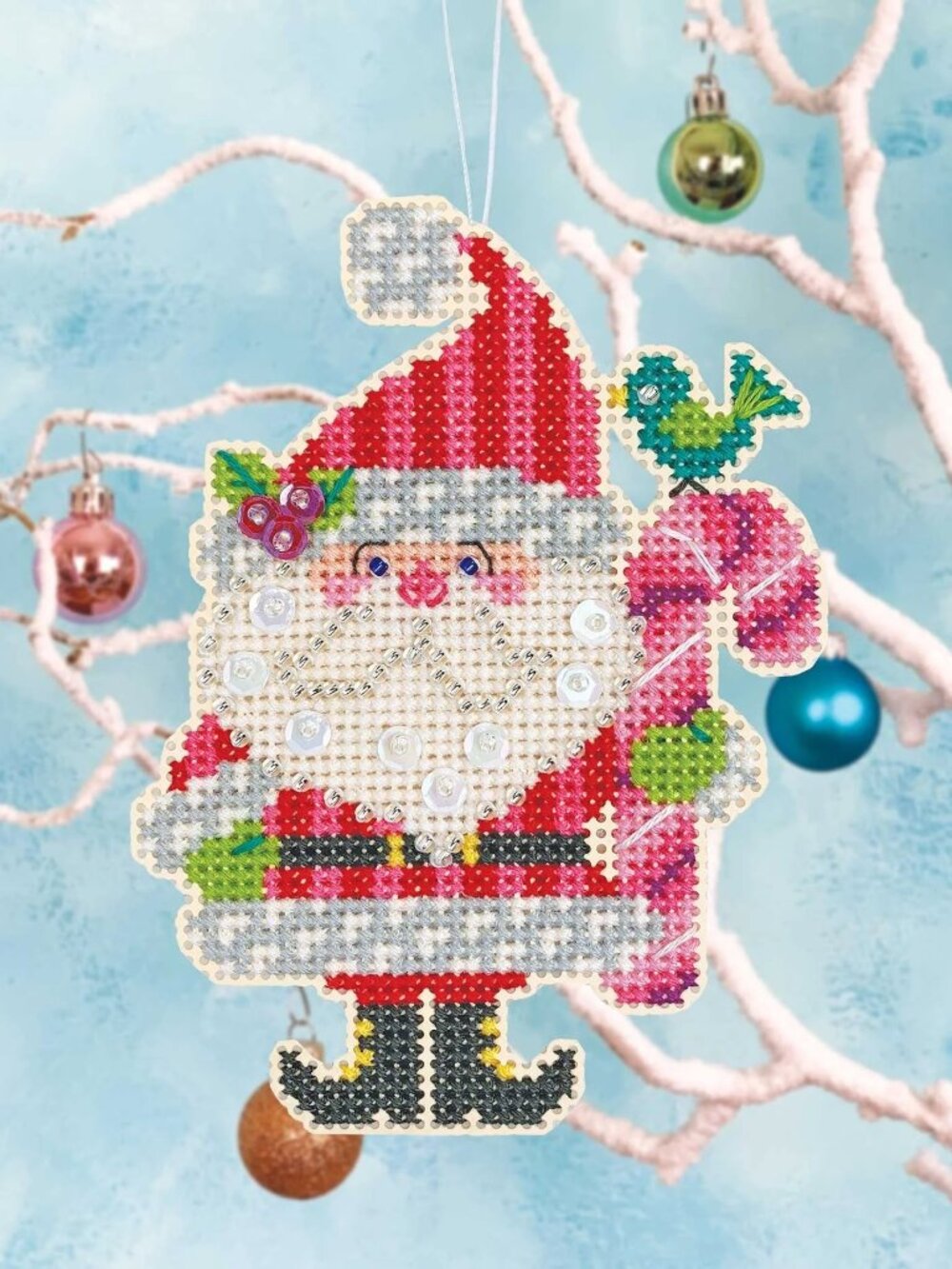 Satsuma Street Candy Claus Cross Stitch Ornament Kit NEW Christmas Santa DIY